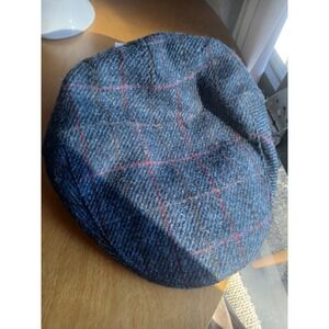 Harris Tweed Men's Flat Cap Blue Plaid